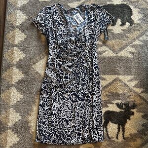 Glamour Navy Blue and White Floral Mini Dress